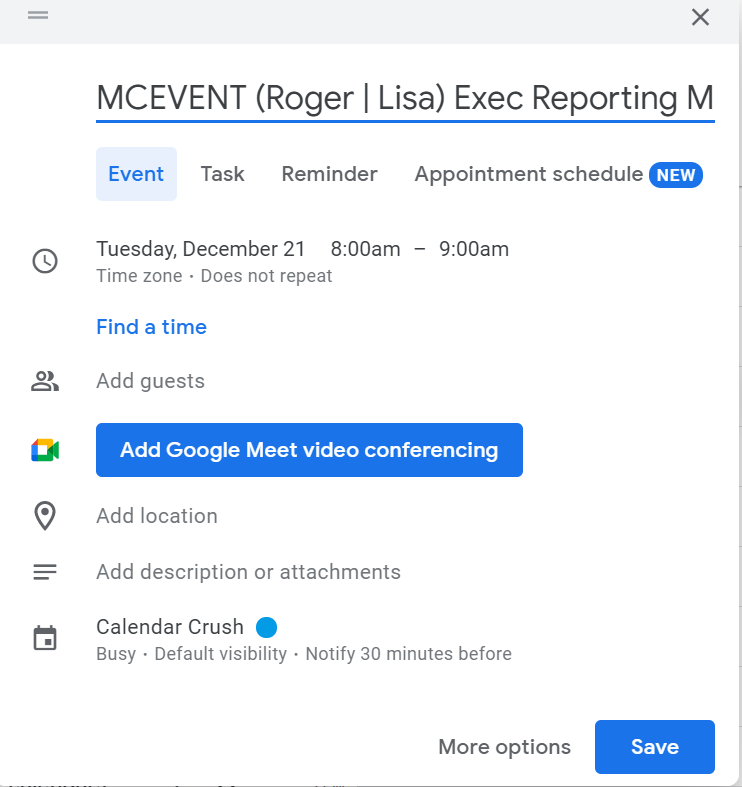 Calendar-based invoicing made easy with project codes and meaningful calendar titles
